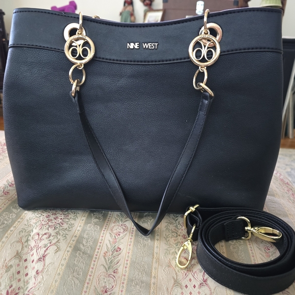 Nine West Black Shoulder Bag with Gold Accents. New W/O Tags. - Picture 1 of 2